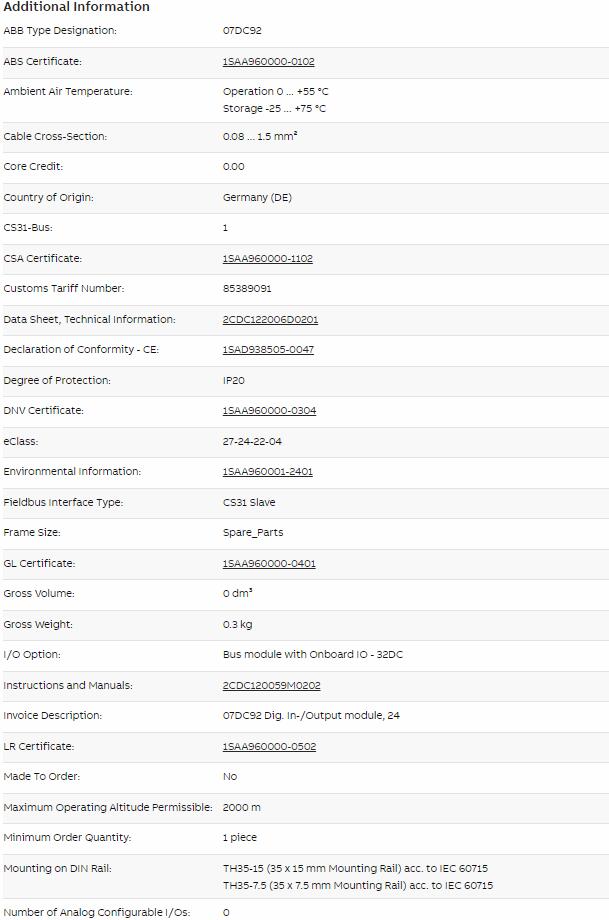 ABB 07DC92 GJR5252200R0101